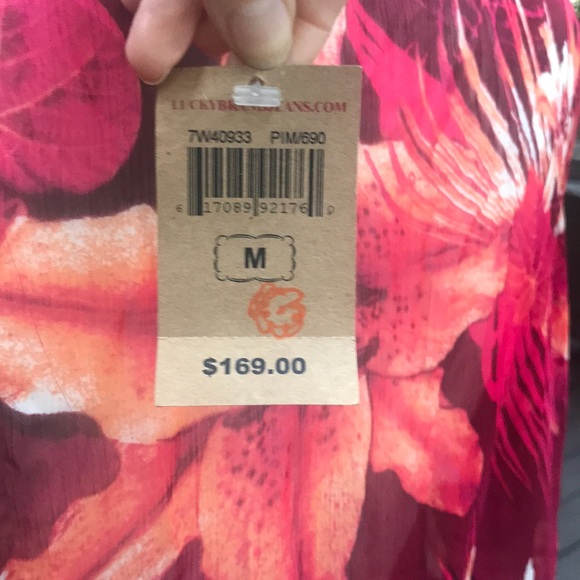 💕Lucky brand. Deep Raspberry Floral , Sheer Maxi cover-up/ long tunic ! 🌸🌷🦋 - Picture 2 of 9